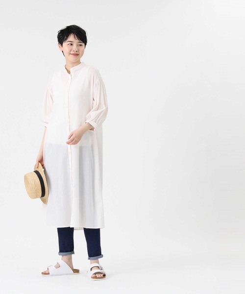 HONEYSUCKLE ROSE（ハニーサックルローズ）の「【HONEYSUCKLE ROSE】シアーシャツワンピース（シャツワンピース・レディース・ホワイト/ブラック/オレンジ・M/L）」の6枚目の写真