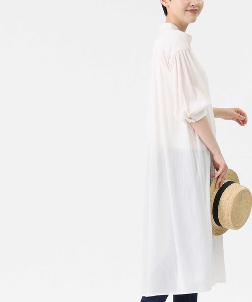 HONEYSUCKLE ROSE（ハニーサックルローズ）の「【HONEYSUCKLE ROSE】シアーシャツワンピース（シャツワンピース・レディース・ホワイト/ブラック/オレンジ・M/L）」の8枚目の写真