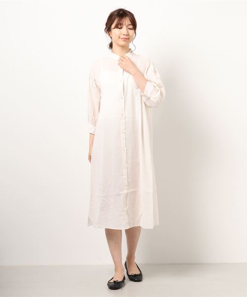 HONEYSUCKLE ROSE（ハニーサックルローズ）の「【HONEYSUCKLE ROSE】シアーシャツワンピース（シャツワンピース・レディース・ホワイト/ブラック/オレンジ・M/L）」の10枚目の写真