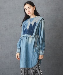 TOBILA（トビラ）の「9oz デニム ベスト付き チュニック（シャツ/ブラウス）」