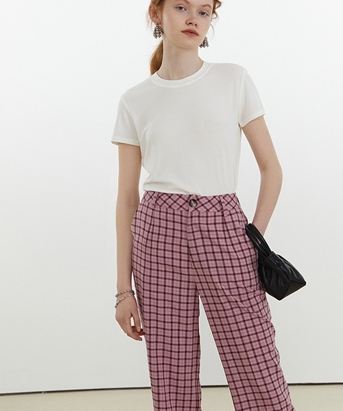 Fano Studios(ファノ ストゥディオズ)の「【Fano Studios】Lattice pattern slit hem pants FX21K045(スラックス・レディース・ピンク・S/L/M)」の3枚目の写真