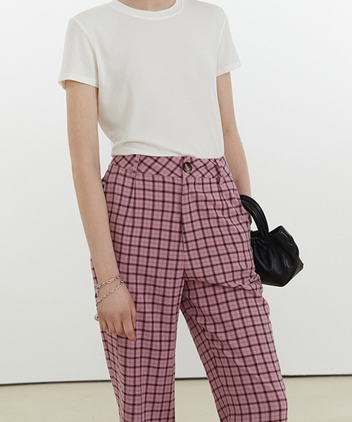 Fano Studios(ファノ ストゥディオズ)の「【Fano Studios】Lattice pattern slit hem pants FX21K045(スラックス・レディース・ピンク・S/L/M)」の4枚目の写真