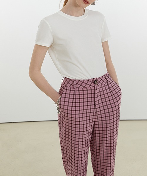 Fano Studios(ファノ ストゥディオズ)の「【Fano Studios】Lattice pattern slit hem pants FX21K045(スラックス・レディース・ピンク・S/L/M)」の5枚目の写真