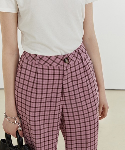 Fano Studios(ファノ ストゥディオズ)の「【Fano Studios】Lattice pattern slit hem pants FX21K045(スラックス・レディース・ピンク・S/L/M)」の6枚目の写真