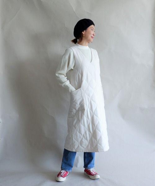 MANASTASH(マナスタッシュ)の「MANASTASH/マナスタッシュ W's PADDING DRESS ウィメンズ パディングドレス ワンピース(ジャンパースカート・レディース・ナチュラル/チャコールグレー・MEDIUM)」の12枚目の写真