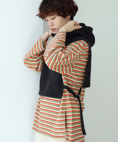 note et silence （ノートエシロンス）の「リサイクルポリエステル マイクロフリース ベスト（ベスト・レディース・カーキ/オフホワイト/オレンジ/ブラック・FREE）」の3枚目の写真