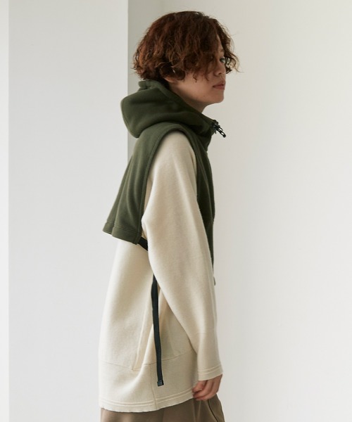 note et silence （ノートエシロンス）の「リサイクルポリエステル マイクロフリース ベスト（ベスト・レディース・カーキ/オフホワイト/オレンジ/ブラック・FREE）」の8枚目の写真