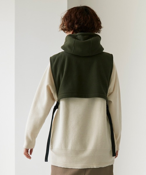 note et silence （ノートエシロンス）の「リサイクルポリエステル マイクロフリース ベスト（ベスト・レディース・カーキ/オフホワイト/オレンジ/ブラック・FREE）」の7枚目の写真