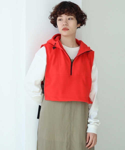 note et silence （ノートエシロンス）の「リサイクルポリエステル マイクロフリース ベスト（ベスト・レディース・カーキ/オフホワイト/オレンジ/ブラック・FREE）」の19枚目の写真