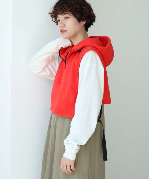 note et silence （ノートエシロンス）の「リサイクルポリエステル マイクロフリース ベスト（ベスト・レディース・カーキ/オフホワイト/オレンジ/ブラック・FREE）」の20枚目の写真