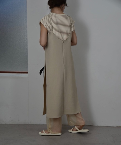 I_am(アイアム)の「no sleeve border t-shirt(Tシャツ/カットソー・レディース・ブラック/ベージュ/オリーブ・FREE)」の12枚目の写真