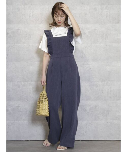 dazzlin（ダズリン）の「フリルバックリボンサロペット（サロペット/オーバーオール・レディース・ブラウン/ブルー・FREE）」の6枚目の写真