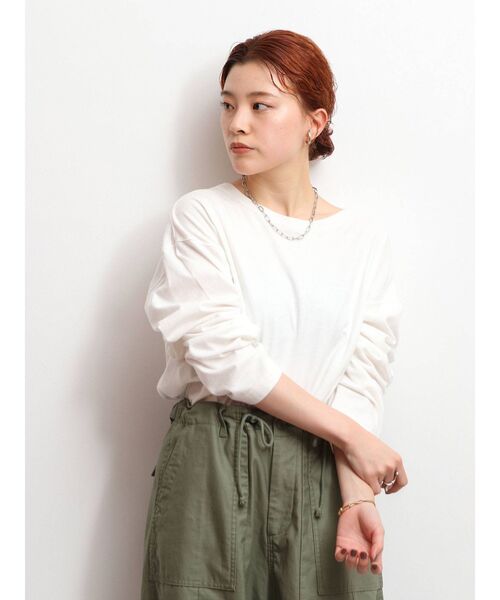 Ungrid（アングリッド）の「ラウンドロングスリーブTee（Tシャツ/カットソー・レディース・オフホワイト/ブラック/ライトグリーン・FREE）」の8枚目の写真