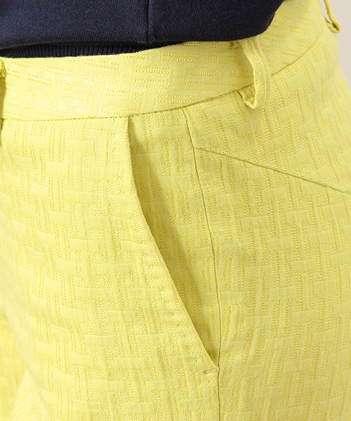 Demi-Luxe BEAMS（デミルクス ビームス）の「INCOTEX / スリム ラメジャカード クロップドパンツ（その他パンツ・レディース・イエロー/ネイビー・44/38/40/42）」の16枚目の写真
