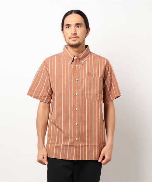 Branchworks（ブランチワークス）の「【Branchworks】綿麻ストライプ ボタンダウンシャツ（シャツ/ブラウス・メンズ・ブラウン/グレー/ホワイト・LARGE/MEDIUM）」の3枚目の写真