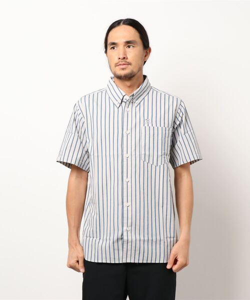 Branchworks（ブランチワークス）の「【Branchworks】綿麻ストライプ ボタンダウンシャツ（シャツ/ブラウス・メンズ・ブラウン/グレー/ホワイト・LARGE/MEDIUM）」の2枚目の写真