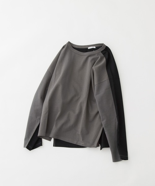 nop de nod(ノップドゥノッド)の「USコットンバイカラーオーバーサイズロングTシャツ(Tシャツ/カットソー・レディース・オフホワイト/ダークグレー/ミント・3)」の18枚目の写真
