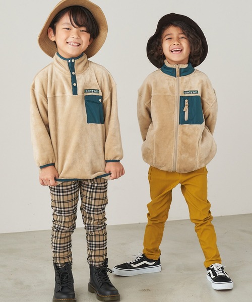 &yam(アンドヤム)の「ユニセックス両面シャギーフリースジップブルゾン【親子お揃い/リンクコーデ】(ブルゾン・キッズ・ブラック/ベージュ/パープル・120-130cm/150-160cm/110-120cm/130-140cm/140-150cm)」の15枚目の写真