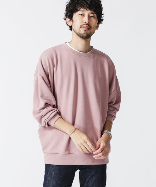 NANO universe(ナノユニバース)の「ビッグシルエットクルーネックスウェット(スウェット・メンズ・ブラック/モカ/ホワイト/トップグレー/ピンク/チャコール・M/S/L)」の6枚目の写真