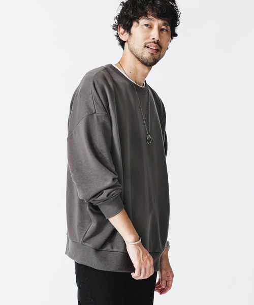 NANO universe(ナノユニバース)の「ビッグシルエットクルーネックスウェット(スウェット・メンズ・ブラック/モカ/ホワイト/トップグレー/ピンク/チャコール・M/S/L)」の4枚目の写真