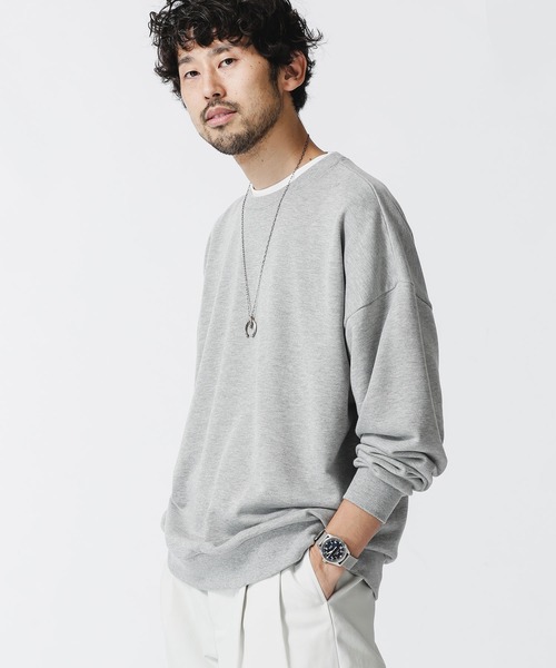 NANO universe(ナノユニバース)の「ビッグシルエットクルーネックスウェット(スウェット・メンズ・ブラック/モカ/ホワイト/トップグレー/ピンク/チャコール・M/S/L)」の1枚目の写真