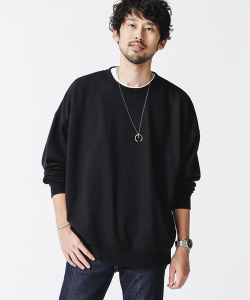 NANO universe(ナノユニバース)の「ビッグシルエットクルーネックスウェット(スウェット・メンズ・ブラック/モカ/ホワイト/トップグレー/ピンク/チャコール・M/S/L)」の16枚目の写真