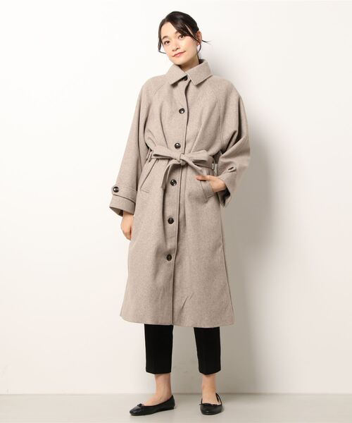 COTORICA(コトリカ)の「フェイクウールステンカラーコート(ステンカラーコート・レディース・ブラック/オレンジ/グリーン/ベージュ・SMALL/MEDIUM)」の3枚目の写真