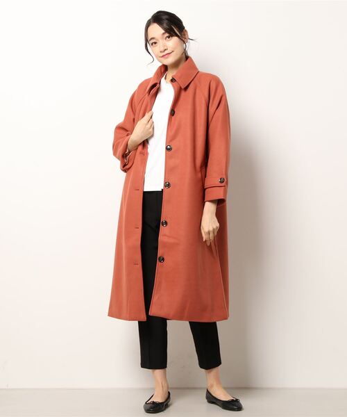 COTORICA(コトリカ)の「フェイクウールステンカラーコート(ステンカラーコート・レディース・ブラック/オレンジ/グリーン/ベージュ・SMALL/MEDIUM)」の1枚目の写真