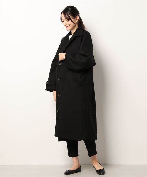 COTORICA(コトリカ)の「フェイクウールステンカラーコート(ステンカラーコート・レディース・ブラック/オレンジ/グリーン/ベージュ・SMALL/MEDIUM)」の2枚目の写真