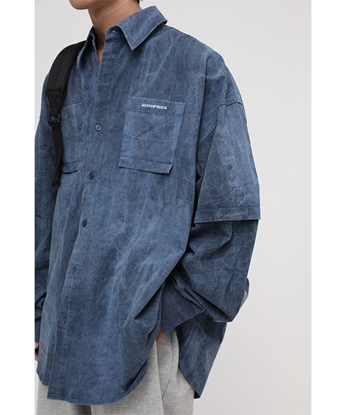 MASONPRINCE(メイソンプリンス)の「【MASONPRINCE】Oversized vintage processed shirt CS2075(シャツ/ブラウス・メンズ・ブルー/ダークグレー・S/M/L)」の1枚目の写真