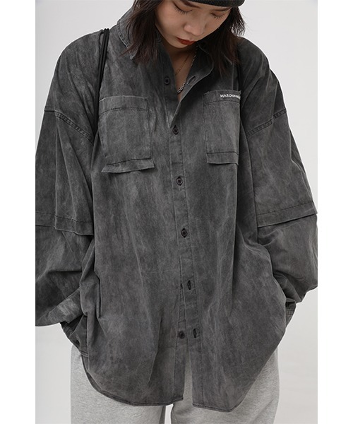 MASONPRINCE(メイソンプリンス)の「【MASONPRINCE】Oversized vintage processed shirt CS2075(シャツ/ブラウス・メンズ・ブルー/ダークグレー・S/M/L)」の2枚目の写真