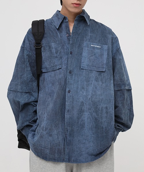 MASONPRINCE(メイソンプリンス)の「【MASONPRINCE】Oversized vintage processed shirt CS2075(シャツ/ブラウス・メンズ・ブルー/ダークグレー・S/M/L)」の18枚目の写真