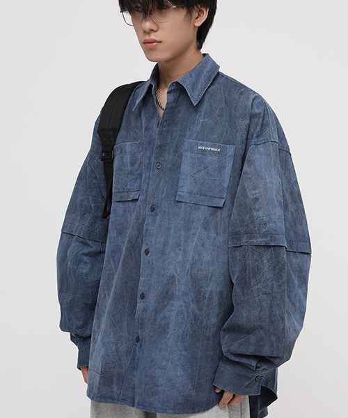 MASONPRINCE(メイソンプリンス)の「【MASONPRINCE】Oversized vintage processed shirt CS2075(シャツ/ブラウス・メンズ・ブルー/ダークグレー・S/M/L)」の5枚目の写真
