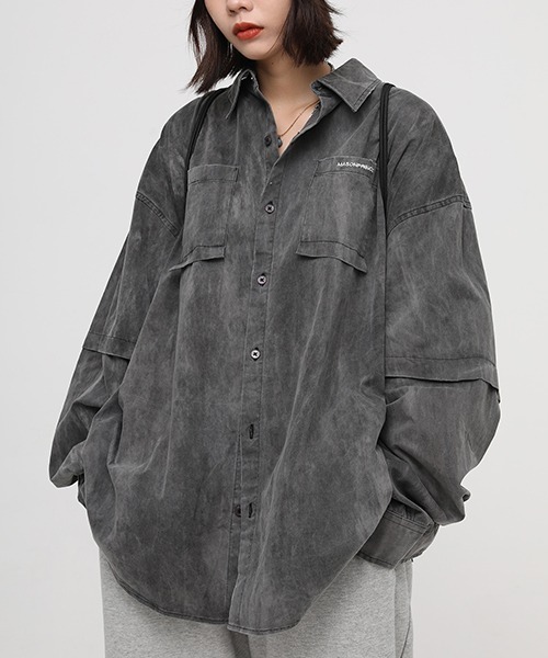 MASONPRINCE(メイソンプリンス)の「【MASONPRINCE】Oversized vintage processed shirt CS2075(シャツ/ブラウス・メンズ・ブルー/ダークグレー・S/M/L)」の10枚目の写真