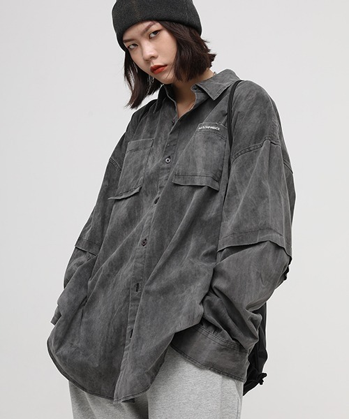 MASONPRINCE(メイソンプリンス)の「【MASONPRINCE】Oversized vintage processed shirt CS2075(シャツ/ブラウス・メンズ・ブルー/ダークグレー・S/M/L)」の12枚目の写真