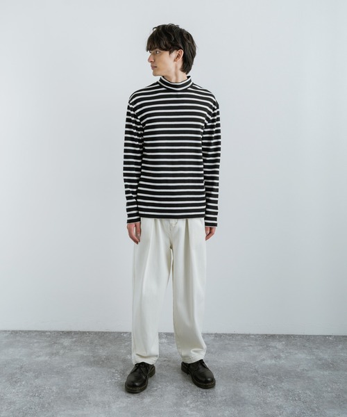 Rocky Monroe(ロッキーモンロー)の「ボーダースムースハイネック ロングTシャツ / カットソー(Tシャツ/カットソー・メンズ・ホワイト×ブラック/ブラック×ホワイト・LL/M/L)」の14枚目の写真