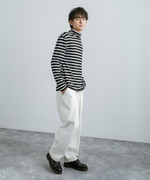Rocky Monroe(ロッキーモンロー)の「ボーダースムースハイネック ロングTシャツ / カットソー(Tシャツ/カットソー・メンズ・ホワイト×ブラック/ブラック×ホワイト・LL/M/L)」の7枚目の写真