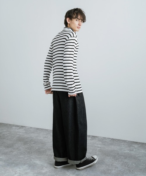 Rocky Monroe(ロッキーモンロー)の「ボーダースムースハイネック ロングTシャツ / カットソー(Tシャツ/カットソー・メンズ・ホワイト×ブラック/ブラック×ホワイト・LL/M/L)」の9枚目の写真