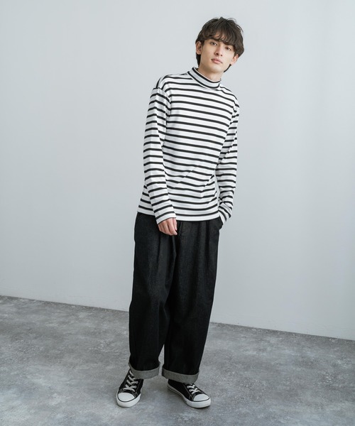 Rocky Monroe(ロッキーモンロー)の「ボーダースムースハイネック ロングTシャツ / カットソー(Tシャツ/カットソー・メンズ・ホワイト×ブラック/ブラック×ホワイト・LL/M/L)」の15枚目の写真