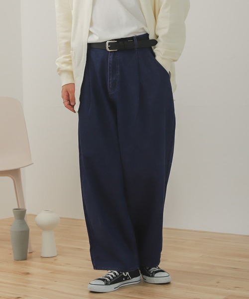 SENSE OF PLACE by URBAN RESEARCH(センスオブプレイスバイアーバンリサーチ)の「オーバーダイデニムワイドパンツ(デニムパンツ・メンズ・ブラック/ブルー・MEDIUM/LARGE)」の11枚目の写真