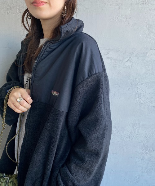 JEANS FACTORY （ジーンズファクトリー）の「[SUNRISE MILL/サンライズ ミル] YERGER PATCH スタンドカラーフリースジャケット（その他アウター・レディース・ブラック/パープル/レオパード・L）」の16枚目の写真