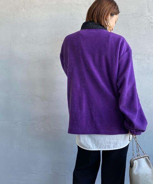 JEANS FACTORY （ジーンズファクトリー）の「[SUNRISE MILL/サンライズ ミル] YERGER PATCH スタンドカラーフリースジャケット（その他アウター・レディース・ブラック/パープル/レオパード・L）」の5枚目の写真