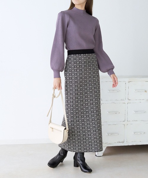 HER CLOSET(ハークローゼット)の「【TwentyThree】フラワー柄ジャガードニットスカート(スカート・レディース・ブラック/モカ/マスタード・FREE)」の16枚目の写真