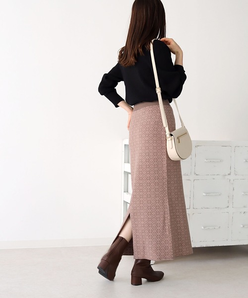 HER CLOSET(ハークローゼット)の「【TwentyThree】フラワー柄ジャガードニットスカート(スカート・レディース・ブラック/モカ/マスタード・FREE)」の22枚目の写真