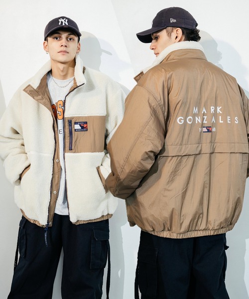 Mark Gonzales（マーク・ゴンザレス）の「【ユニセックス】Mark Gonzales/マークゴンザレス ボアフリース ナイロン リバーシブル スタンドジャケット（ブルゾン・メンズ・ブラック/ベージュ/ネイビー/レッド・M/L/XL/S/XXL）」の3枚目の写真