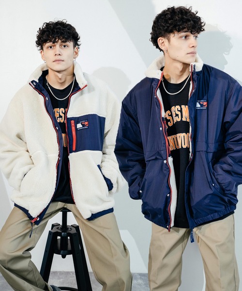 Mark Gonzales（マーク・ゴンザレス）の「【ユニセックス】Mark Gonzales/マークゴンザレス ボアフリース ナイロン リバーシブル スタンドジャケット（ブルゾン・メンズ・ブラック/ベージュ/ネイビー/レッド・M/L/XL/S/XXL）」の4枚目の写真