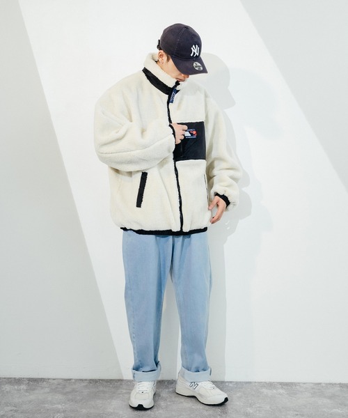 Mark Gonzales（マーク・ゴンザレス）の「【ユニセックス】Mark Gonzales/マークゴンザレス ボアフリース ナイロン リバーシブル スタンドジャケット（ブルゾン・メンズ・ブラック/ベージュ/ネイビー/レッド・M/L/XL/S/XXL）」の8枚目の写真