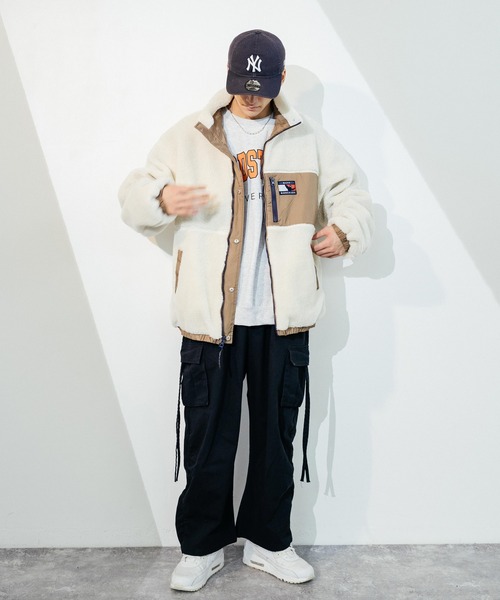 Mark Gonzales（マーク・ゴンザレス）の「【ユニセックス】Mark Gonzales/マークゴンザレス ボアフリース ナイロン リバーシブル スタンドジャケット（ブルゾン・メンズ・ブラック/ベージュ/ネイビー/レッド・M/L/XL/S/XXL）」の15枚目の写真