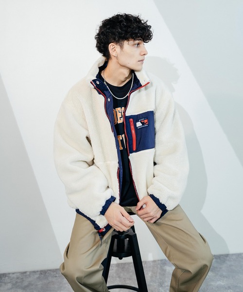 Mark Gonzales（マーク・ゴンザレス）の「【ユニセックス】Mark Gonzales/マークゴンザレス ボアフリース ナイロン リバーシブル スタンドジャケット（ブルゾン・メンズ・ブラック/ベージュ/ネイビー/レッド・M/L/XL/S/XXL）」の17枚目の写真