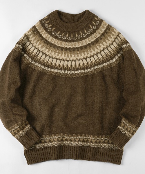 make a ray!（メイク ア レイ！）の「求心柄 ビッグシルエット クルーネックニット（ニット/セーター・メンズ・ブラック/ベージュ/ブラウン/グレー・M/L/XL）」の3枚目の写真